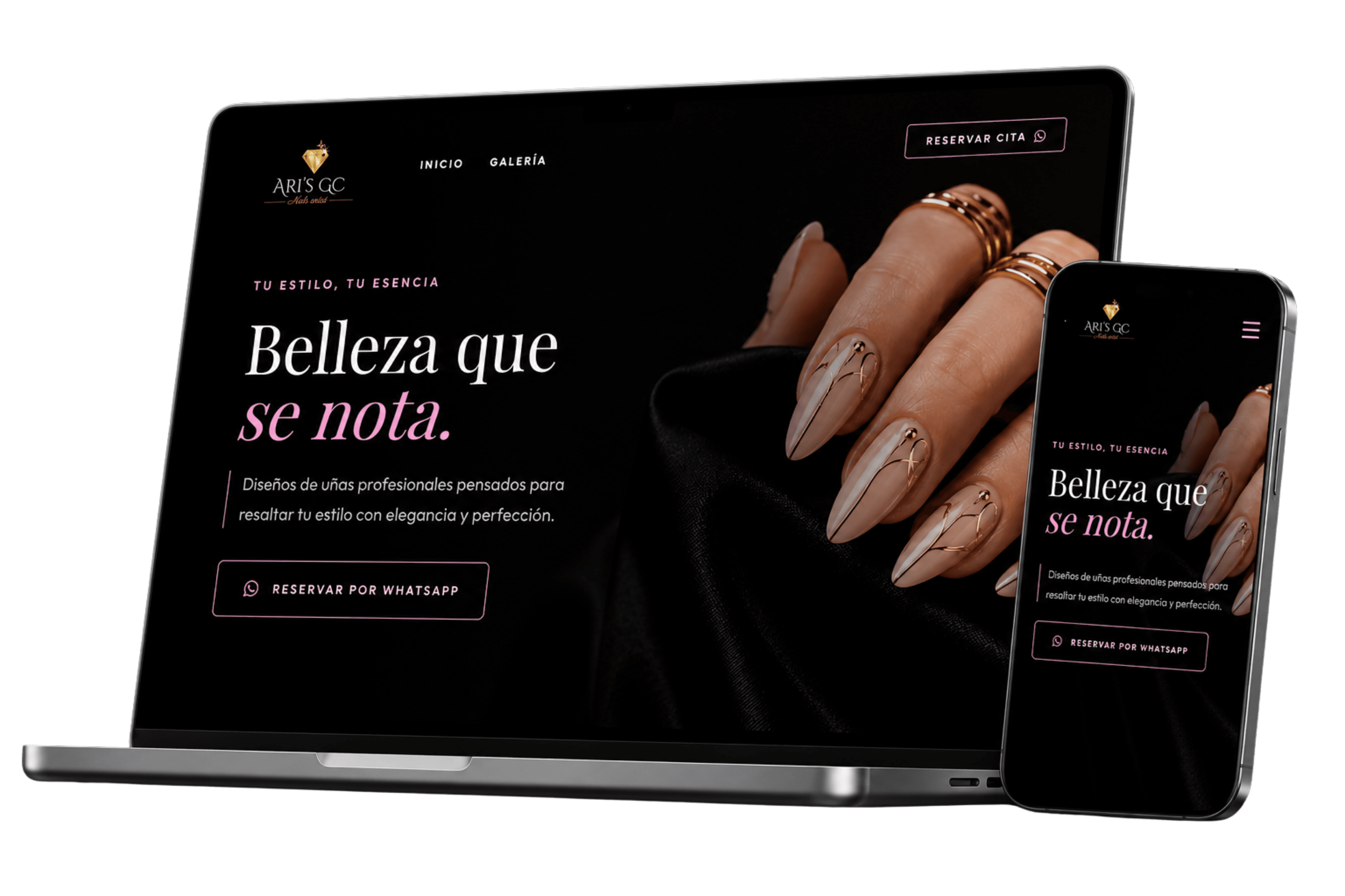 Ari's Nails responsive device mockup